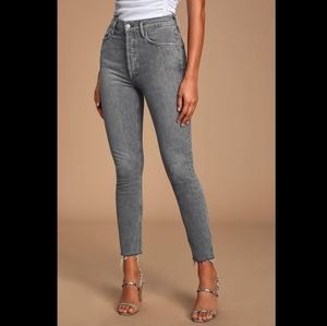 AGOLDE "Nico" High Rise Grey Slim Leg Cropped Jeans